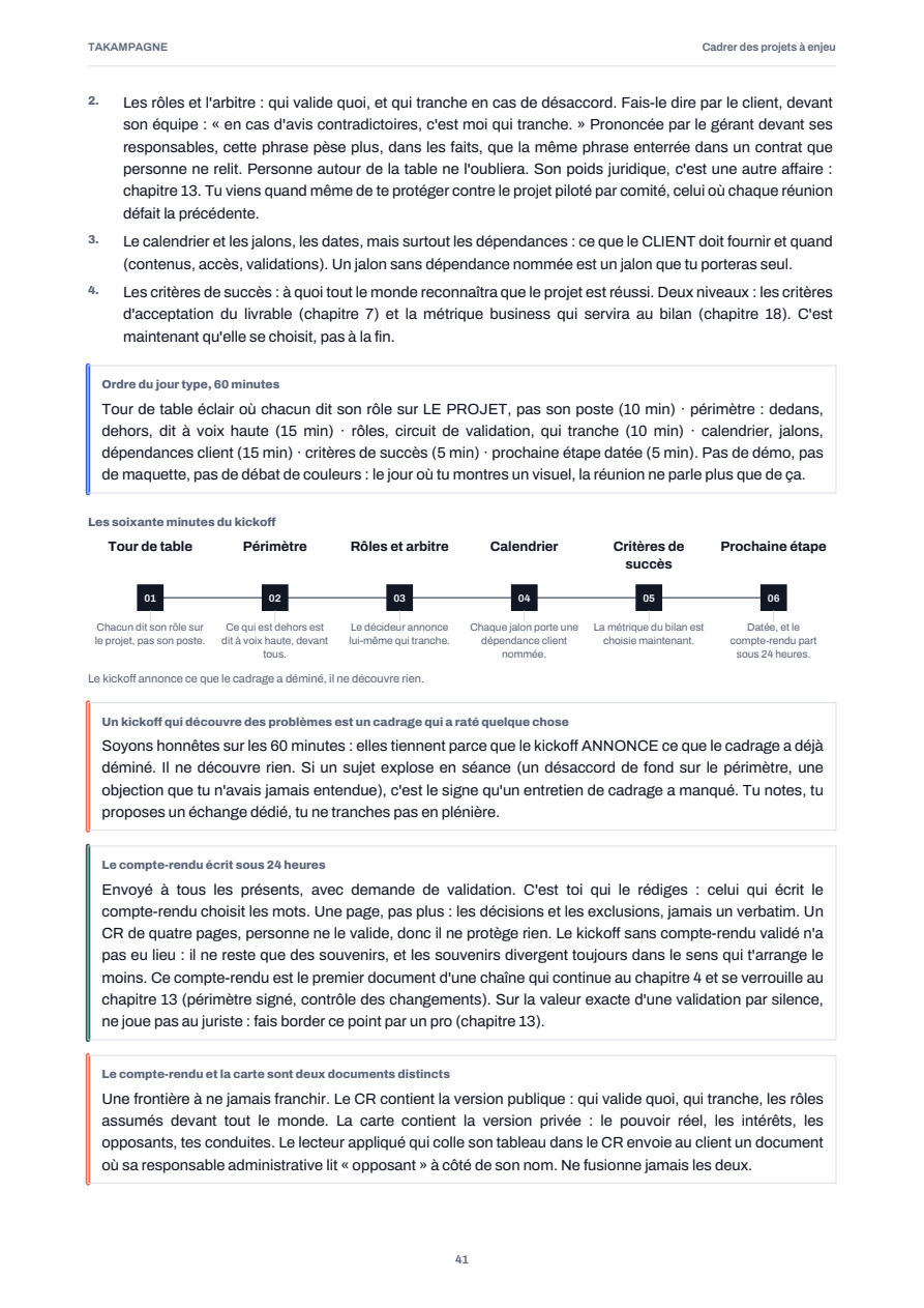 Page 41 du guide : L’ordre du jour d’un kickoff