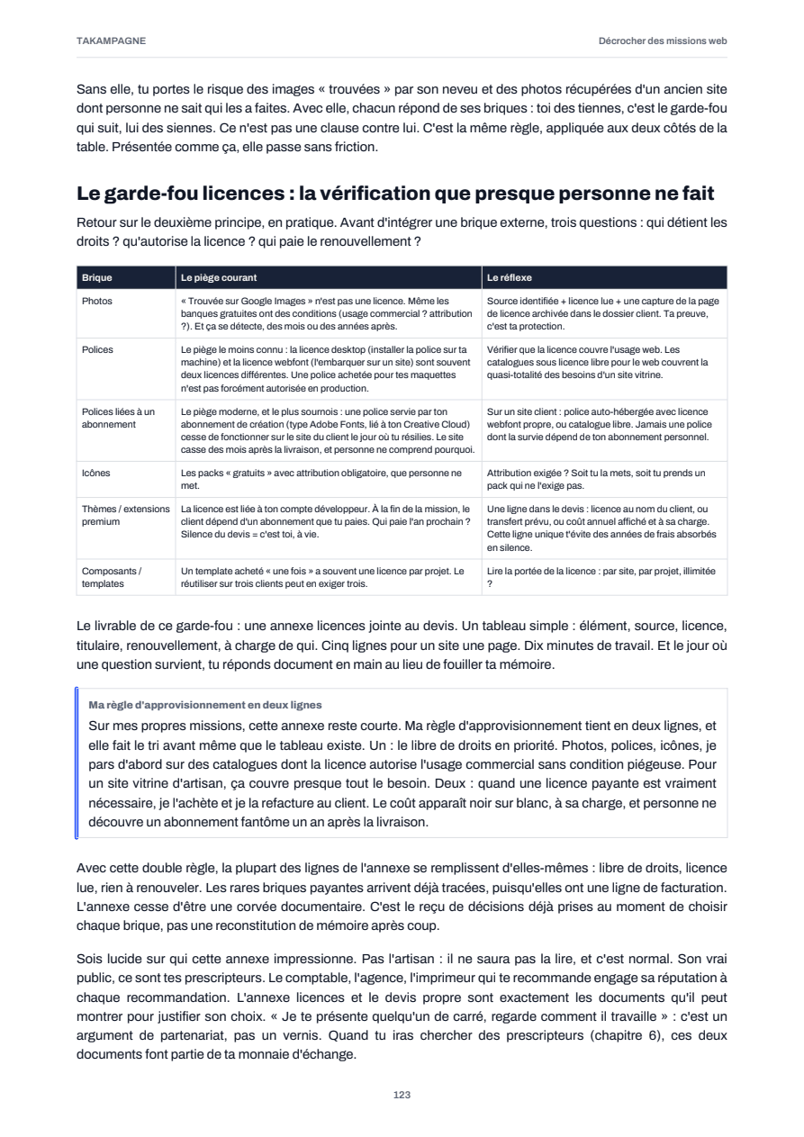Page 123 du guide : Le garde-fou licences