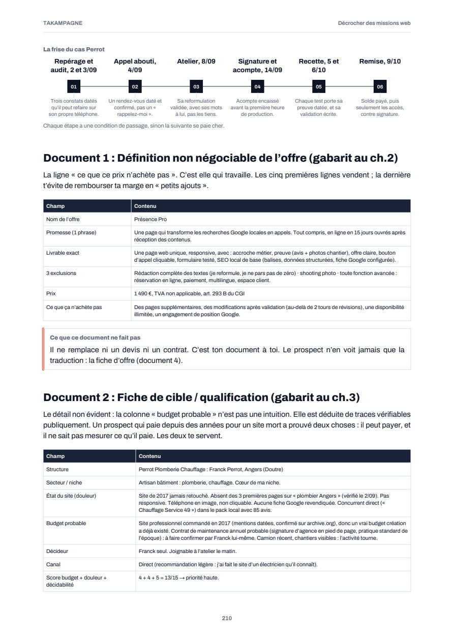 Page 210 du guide : Documents 1 et 2, gabarits remplis