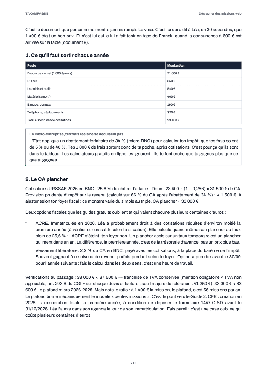 Page 213 du guide : Calculateur de rentabilité